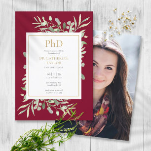 Invitation Diplôme de doctorat Bourgogne verdure Photo Remise