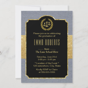 Invitation Diplôme de droit Elegant Dusty Blue Avocat
