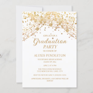 Invitation Diplôme de fin d'études au Glitter Or Blanc