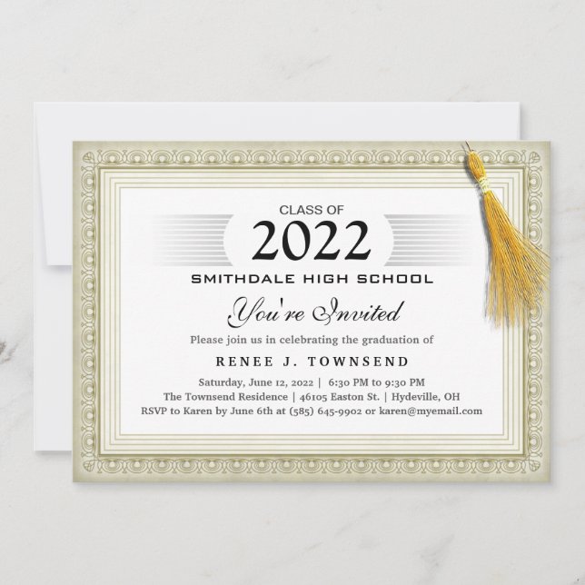 Invitation Diplôme de fin d'études de fin d'études (Devant)