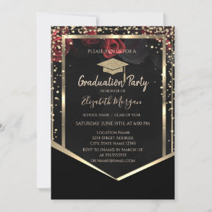 Invitation Diplôme de fin d'études Diamants Or Roses