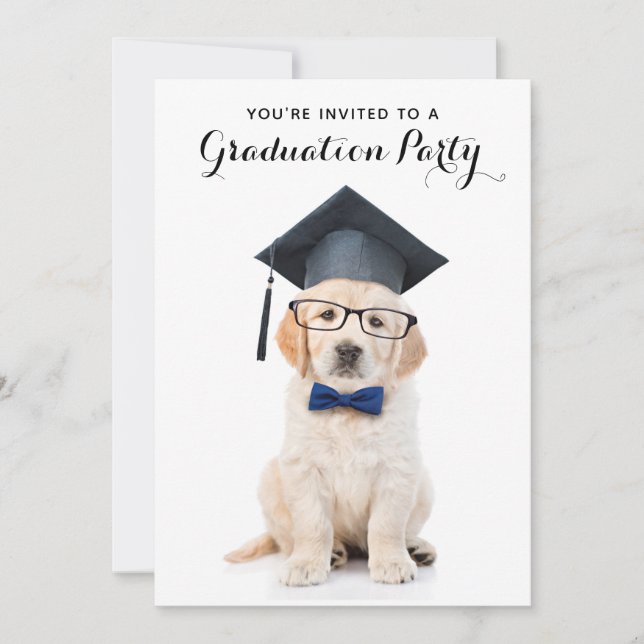 Invitation Diplôme de fin d'études personnalisé de chien chio (Devant)