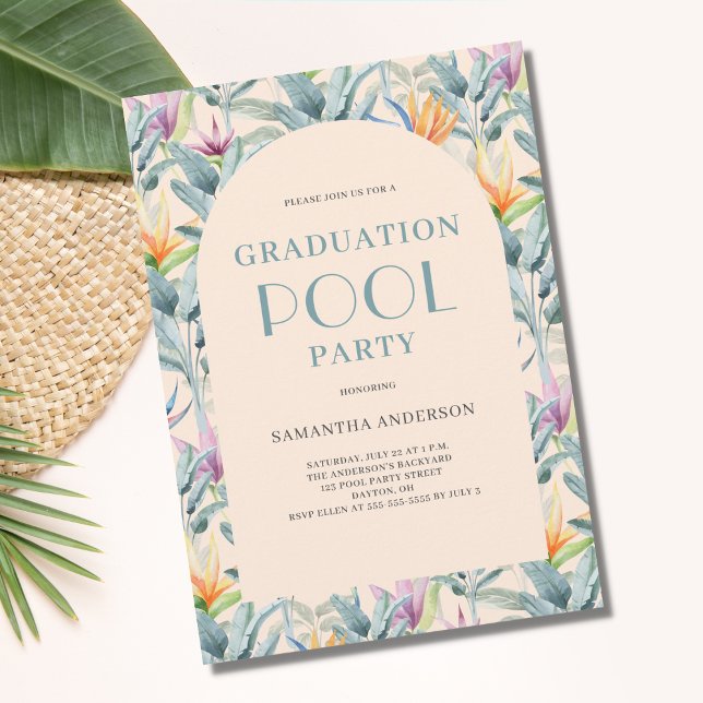 Invitation Diplôme de la fête de la piscine tropicale (Créateur téléchargé)