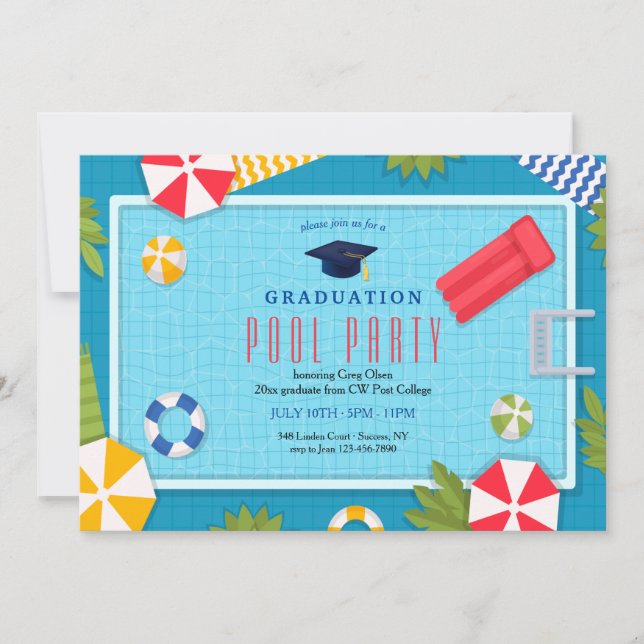 Invitation Diplôme de la fête du pool (Devant)