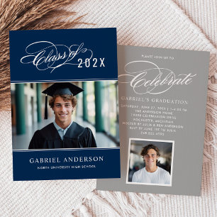 Invitation Diplômé de la Marine 2026 Photo de calligraphie Cé