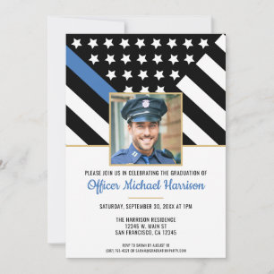 Invitation Diplômé de la Police Photo de la ligne bleue du ma