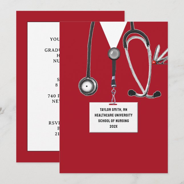 Invitation Diplôme de l'école de soins infirmiers (Devant / Derrière)