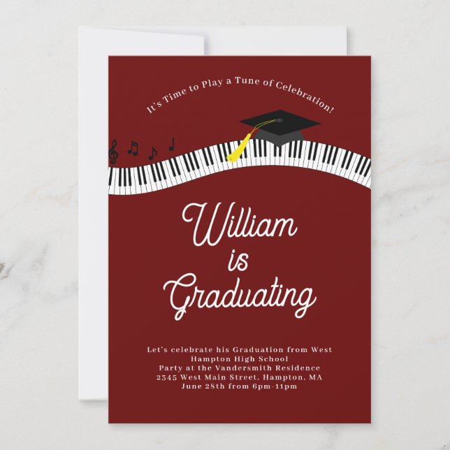 Invitation Diplôme de musicien de piano (Devant)
