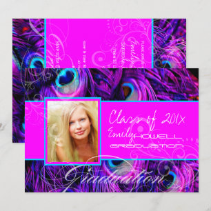 Invitation Diplôme de paon psychédélique de PixDezines