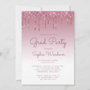 Invitation Diplômé de photo goutte à paillettes Burgundy Glam