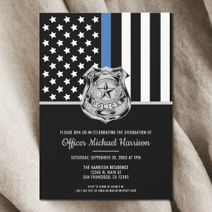 Invitation Diplôme de police Ligne bleue Indicateur Police