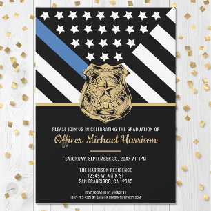 Invitation Diplôme de police Ligne bleue Indicateur Police