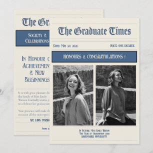 Invitation Diplômé de style journal vintage classique 2026