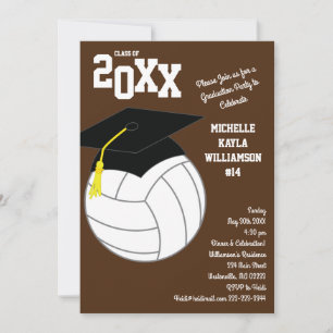 Invitation Diplôme de Volleyball Sports Brun
