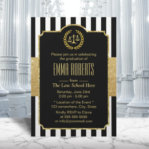 Invitation Diplôme d'études de droit Moderne Grèves Or Avocat