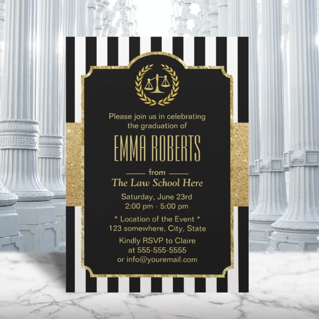 Invitation Diplôme d'études de droit Moderne Grèves Or Avocat (Créateur téléchargé)