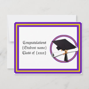 Invitation Diplôme d'études supérieures Couleurs violet et or