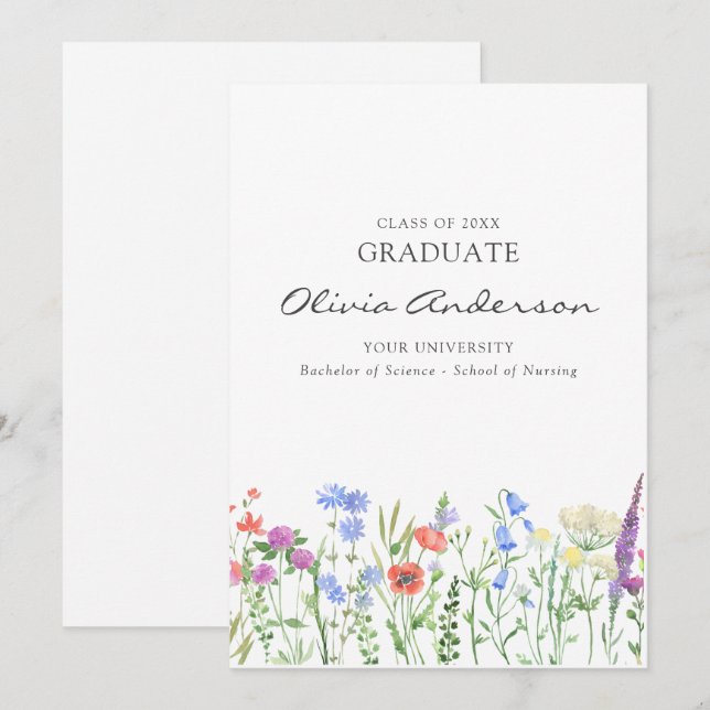 Invitation Diplôme d'infirmière florale (Devant / Derrière)