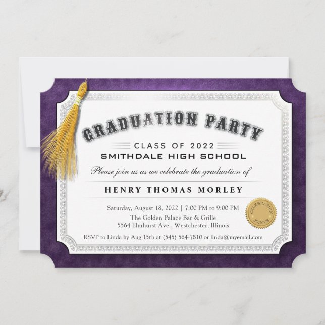 Invitation Diplôme d'Invitation violet et blanc 2022 (Devant)