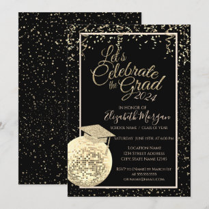 Invitation Diplôme, Disco Ball Confetti Diplôme