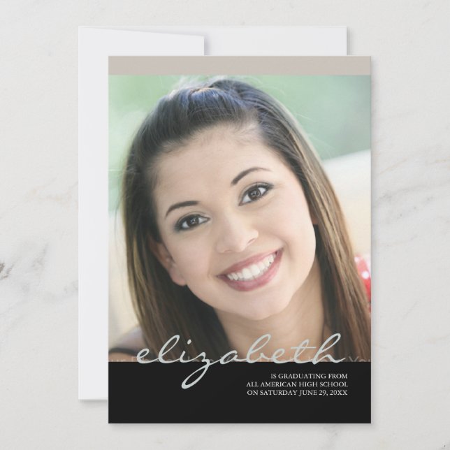 Invitation Diplômé élégant de nom de manuscrit : Champagne (Devant)