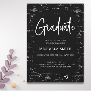 Invitation Diplôme en mathématiques noir et blanc