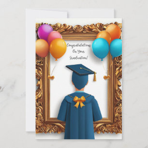 Invitation Diplômé en robe académique vu de dos