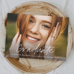 Invitation Diplômé en Script moderne Diplôme en photo simple