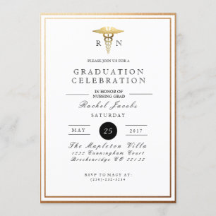 Invitation Diplômé en soins infirmiers chic et formel   Invit