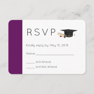 Invitation Diplôme et diplôme en violet RSVP