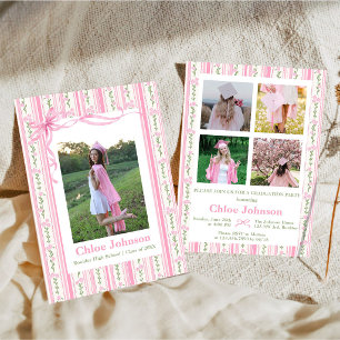 Invitation Diplôme Floral Ruban Rose