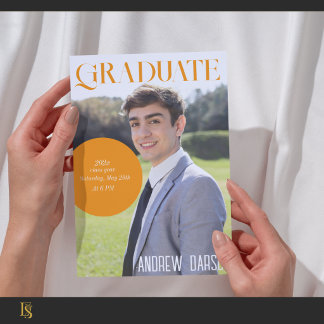 Invitation diplôme magazine orange