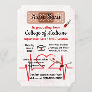 Invitation Diplômé Médicale à la mode mignon d'école