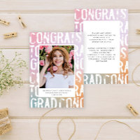 Diplôme moderne pastel arc-en-ciel rose girly phot