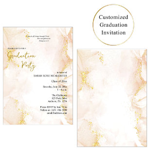 Invitation Diplômé Orthodoxe Chrétien 2026 Pêche et Or