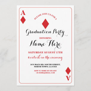 Invitation Diplôme Partie Diamond Playing Card Vegas Invitati