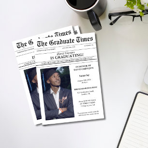 Invitation Diplôme photo de journal moderne unique