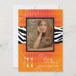 Invitation Diplômé PixDezines 2011, Arlequin Orange+Zèbre