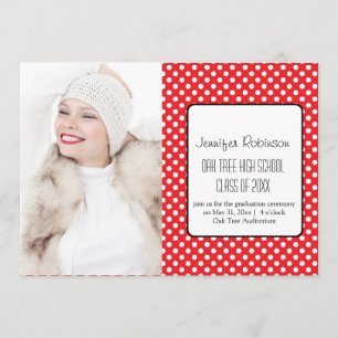 Invitation Diplôme Pois rouge chic