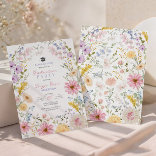 Invitation Diplôme Prairie de Fleurs Sauvages Pastel Doux