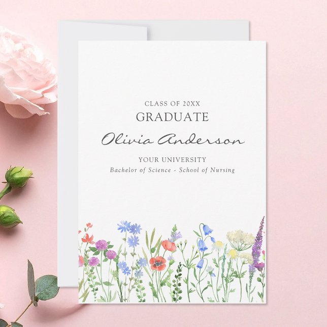 Invitation Diplômée infirmière florale  (Créateur téléchargé)