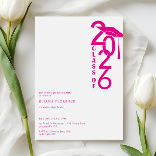 Invitation Diplômée Rose Féminin Promotion 2026