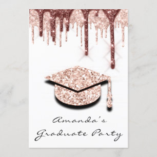 Invitation Diplômés Rose Gold Casquette 3D Glam avec site