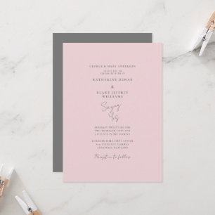 Invitation Dire Oui Mariage élégant rose et gris