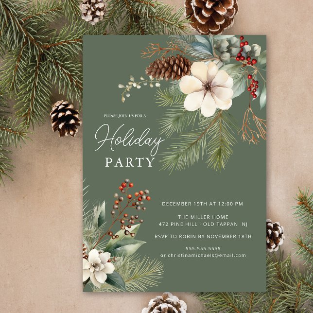 Invitation Direction de la vigne botanique d'hiver Fête des f (Créateur téléchargé)