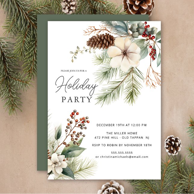 Invitation Direction de la vigne botanique d'hiver Fête des f (Créateur téléchargé)
