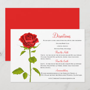 Invitation Directions de mariage florales Rose rouge