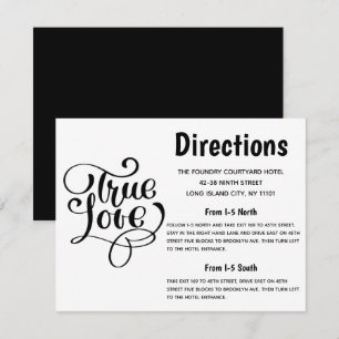 Invitation Directions de mariage noir et blanc True Love Part