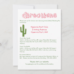 Invitation Directions / Détails Mariage Cactus Rose Et Vert