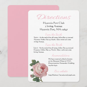 Invitation Directions / Détails Rose Fleur Rose Mariage